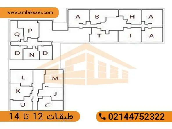 نقشه طبقات 12 تا 14 برج C پدافند هوایی