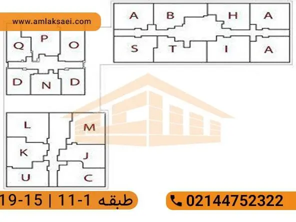 نقشه طبقات 1 تا 11 و 15 تا 19 برج C پدافند هوایی